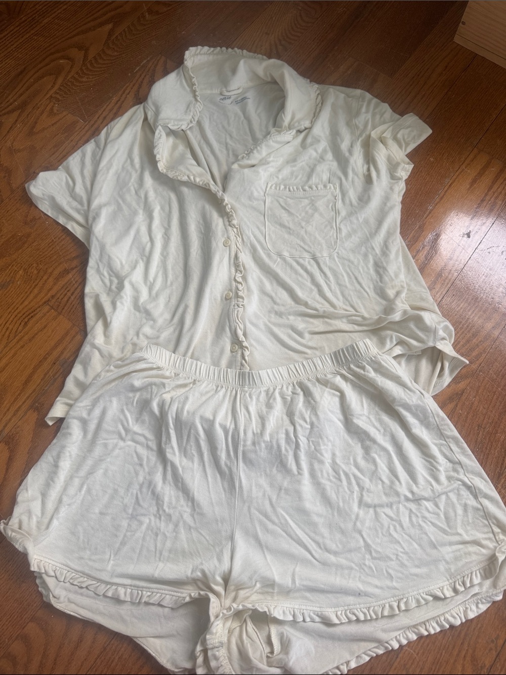 Butter yellow aerie Ruffle-Trim Pajama Set